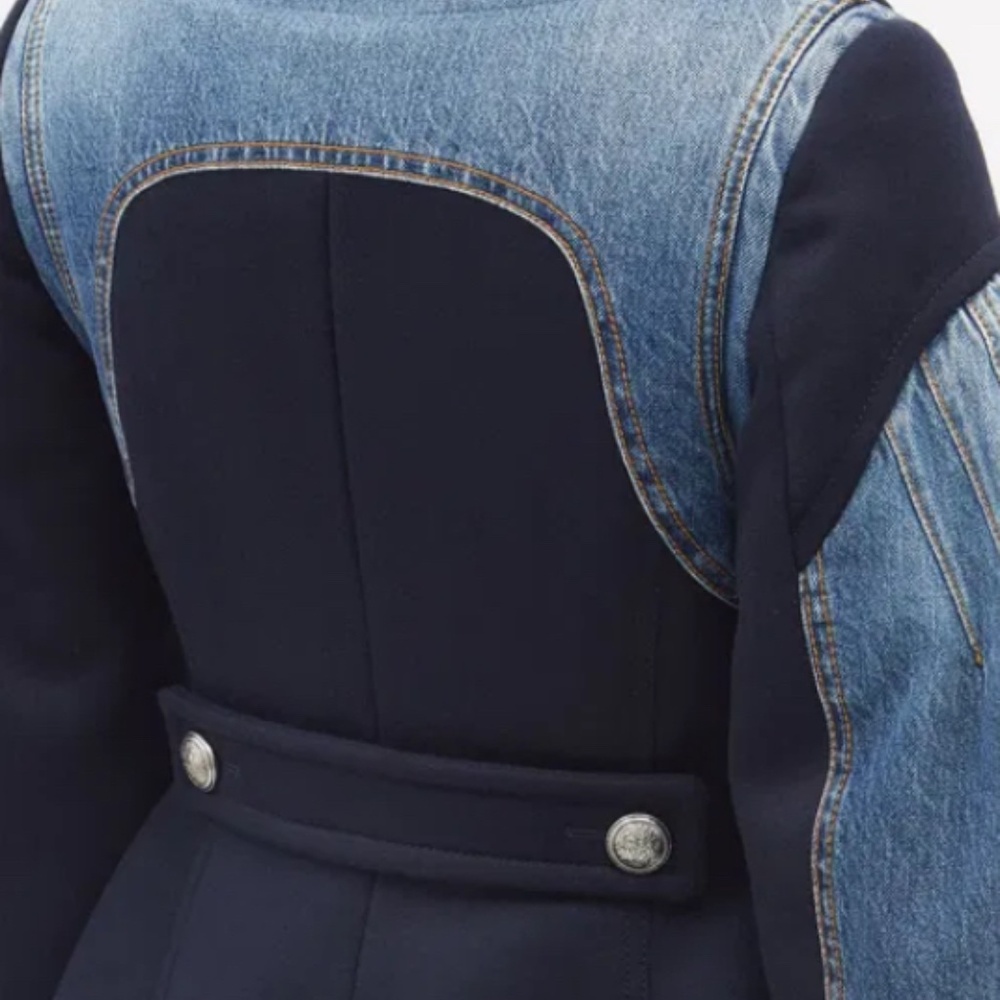 🔥ALEXANDER MCQUEEN Hybrid Peplum-Hem Denim And Wool-Blend Jacket🔥 - Picture 5 of 6